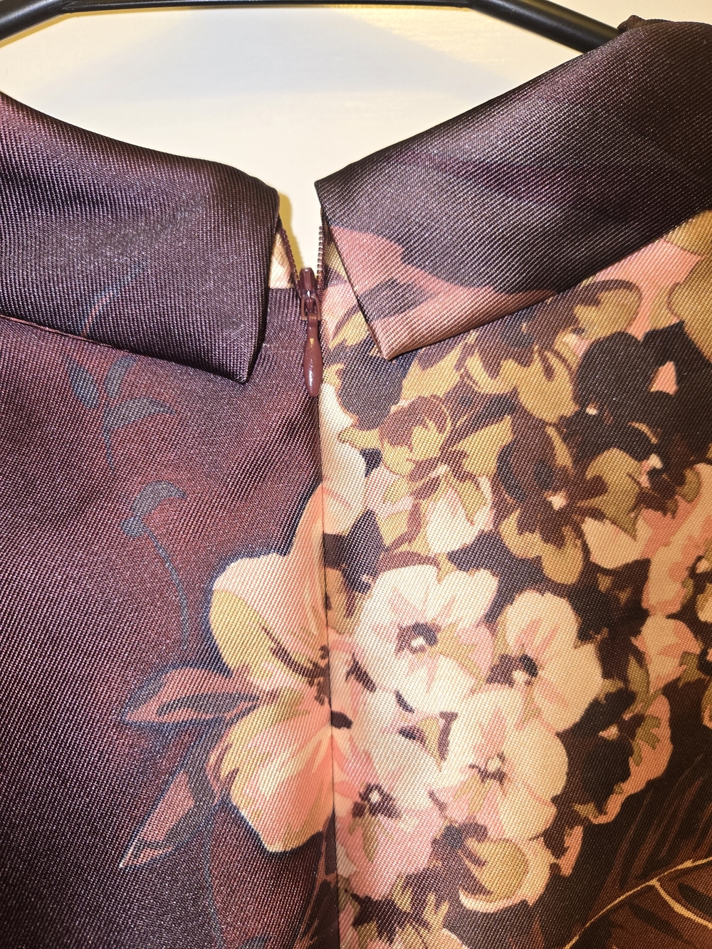 Kay Unger Whitney T Dress Fit-and-Flare Dress Deep Red with Blush Floral Print - Picture 9 of 10